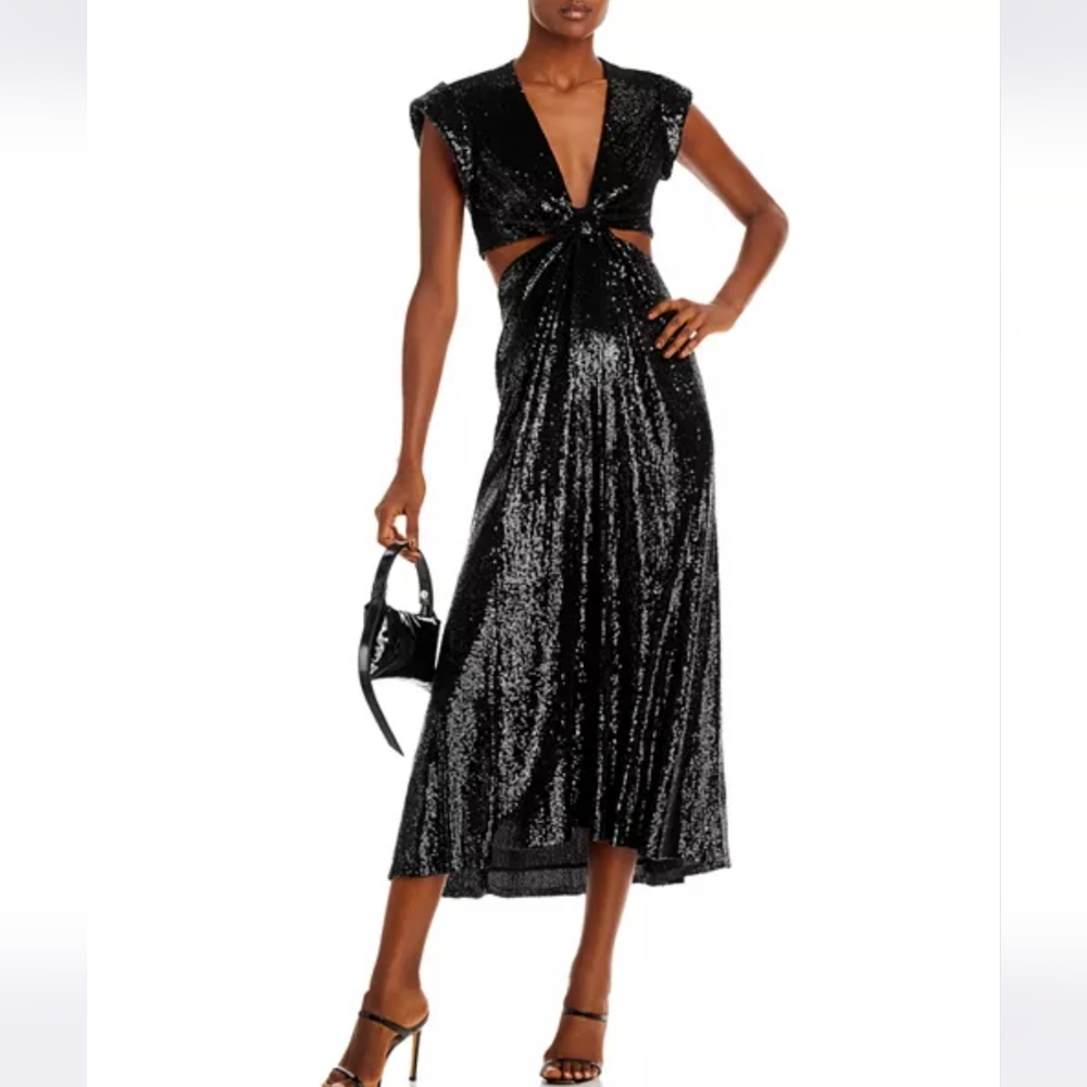A.L.C. Black Sequin Midi Dress